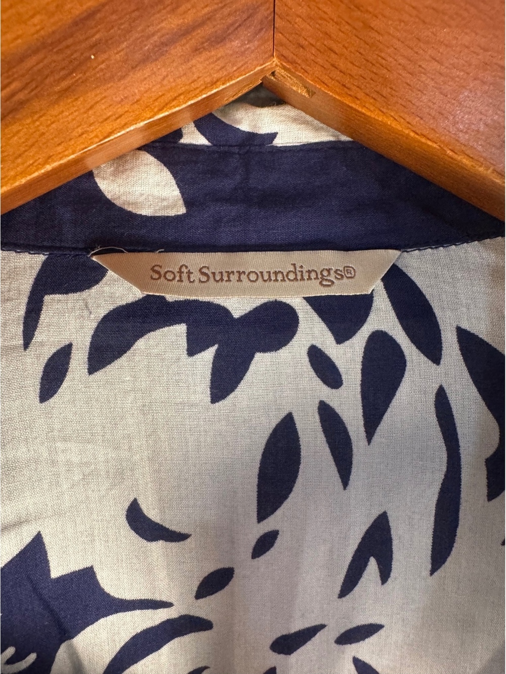 Soft Surroundings Navy Floral Embellished Cotton Tunic Beach Cover Up - Picture 8 of 11